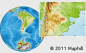 Physical Location Map of the area around 41° 25' 39" S, 67° 4' 29" W