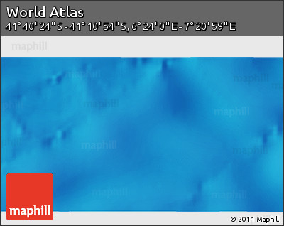 Physical 3D Map of the Area around 41° 25' 39" S, 6° 52' 30" E