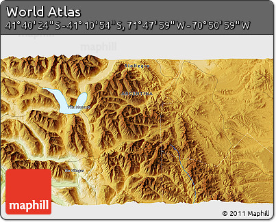 Physical 3D Map of the Area around 41° 25' 39" S, 71° 19' 29" W