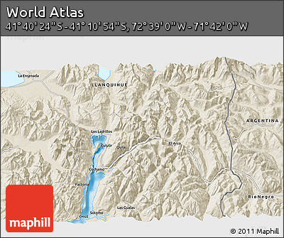 Shaded Relief 3D Map of the Area around 41° 25' 39" S, 72° 10' 30" W