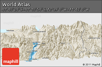 Shaded Relief Panoramic Map of the Area around 41° 25' 39" S, 72° 10' 30" W