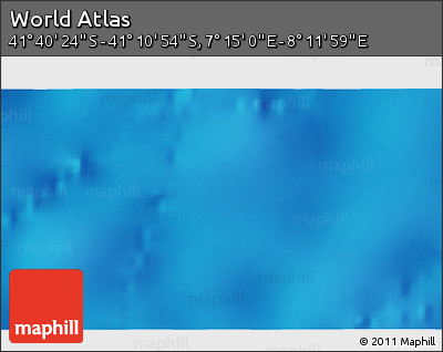 Physical 3D Map of the Area around 41° 25' 39" S, 7° 43' 29" E