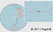 Gray Location Map of the area around 41° 25' 39" S, 89° 10' 30" W, hill shading