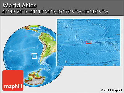 Physical Location Map of the Area around 41° 25' 39" S, 89° 10' 30" W