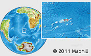 Physical Location Map of the area around 41° 51' 59" S, 0° 55' 29" E