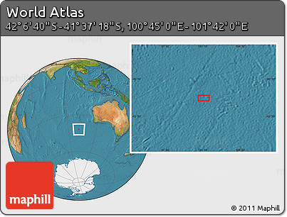 Satellite Location Map of the Area around 41° 51' 59" S, 101° 13' 29" E
