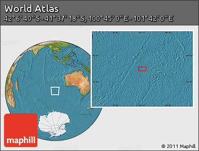 Satellite Location Map of the Area around 41° 51' 59" S, 101° 13' 29" E