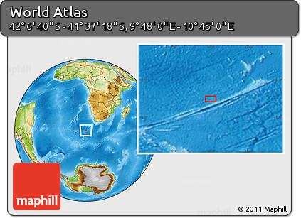 Physical Location Map of the Area around 41° 51' 59" S, 10° 16' 30" E