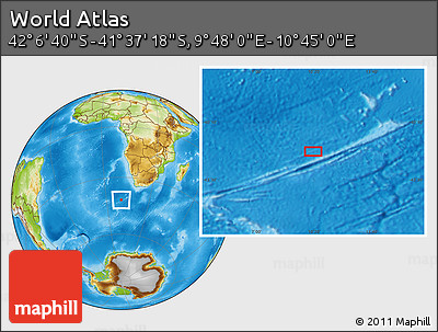 Physical Location Map of the Area around 41° 51' 59" S, 10° 16' 30" E