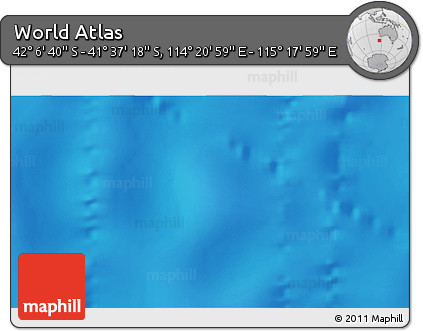 Physical 3D Map of the Area around 41° 51' 59" S, 114° 49' 29" E