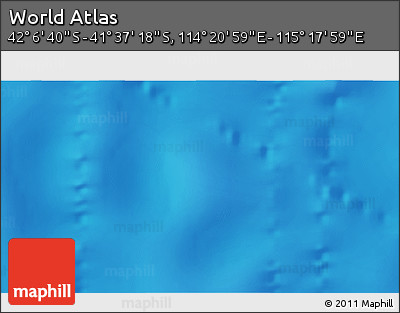 Physical 3D Map of the Area around 41° 51' 59" S, 114° 49' 29" E
