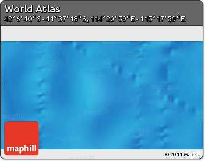 Physical 3D Map of the Area around 41° 51' 59" S, 114° 49' 29" E