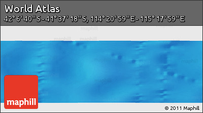 Physical Panoramic Map of the Area around 41° 51' 59" S, 114° 49' 29" E
