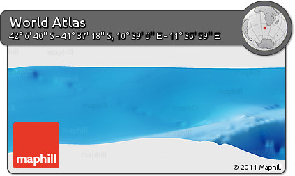 Physical Panoramic Map of the Area around 41° 51' 59" S, 11° 7' 30" E