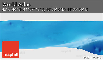 Physical Panoramic Map of the Area around 41° 51' 59" S, 11° 7' 30" E