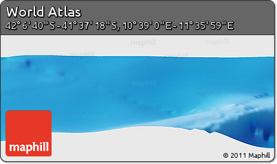 Physical Panoramic Map of the Area around 41° 51' 59" S, 11° 7' 30" E
