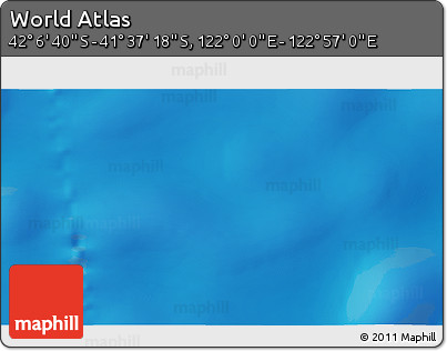 Physical 3D Map of the Area around 41° 51' 59" S, 122° 28' 29" E