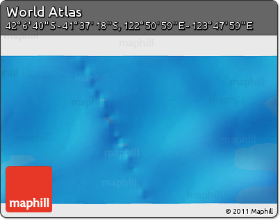 Physical 3D Map of the Area around 41° 51' 59" S, 123° 19' 29" E