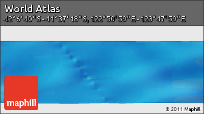 Physical Panoramic Map of the Area around 41° 51' 59" S, 123° 19' 29" E