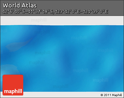 Physical 3D Map of the Area around 41° 51' 59" S, 124° 10' 30" E