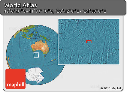 Satellite Location Map of the Area around 41° 51' 59" S, 124° 10' 30" E
