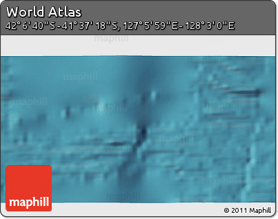 Satellite 3D Map of the Area around 41° 51' 59" S, 127° 34' 30" E