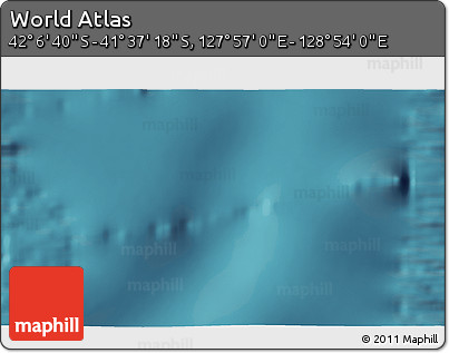 Satellite 3D Map of the Area around 41° 51' 59" S, 128° 25' 30" E