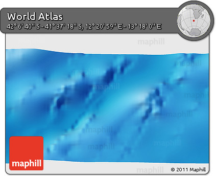 Physical 3D Map of the Area around 41° 51' 59" S, 12° 49' 29" E