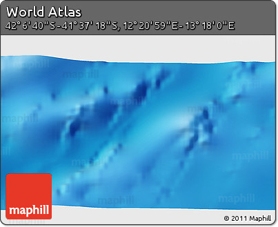 Physical 3D Map of the Area around 41° 51' 59" S, 12° 49' 29" E
