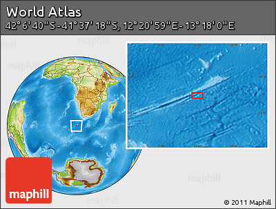 Physical Location Map of the Area around 41° 51' 59" S, 12° 49' 29" E