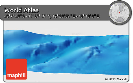 Physical Panoramic Map of the Area around 41° 51' 59" S, 12° 49' 29" E