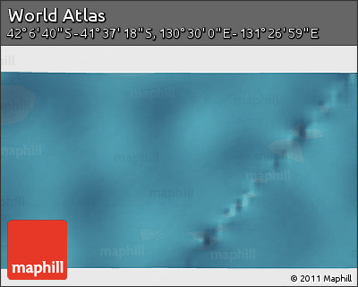Satellite 3D Map of the Area around 41° 51' 59" S, 130° 58' 29" E