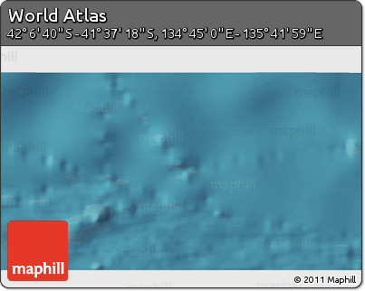 Satellite 3D Map of the Area around 41° 51' 59" S, 135° 13' 29" E