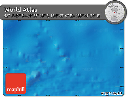 Physical Map of the Area around 41° 51' 59" S, 135° 13' 29" E