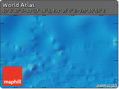 Physical Map of the Area around 41° 51' 59" S, 135° 13' 29" E