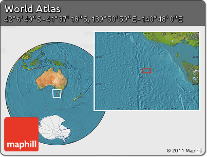 Satellite Location Map of the Area around 41° 51' 59" S, 140° 19' 29" E