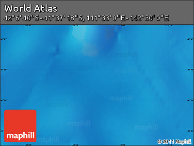 Physical Map of the Area around 41° 51' 59" S, 142° 1' 30" E