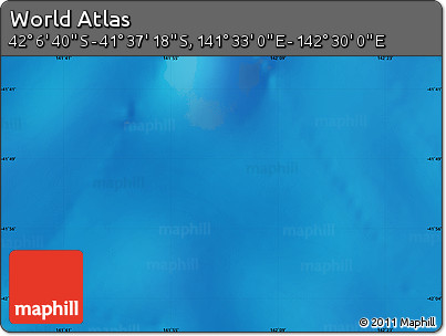 Physical Map of the Area around 41° 51' 59" S, 142° 1' 30" E