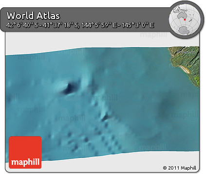 Satellite 3D Map of the Area around 41° 51' 59" S, 144° 34' 29" E