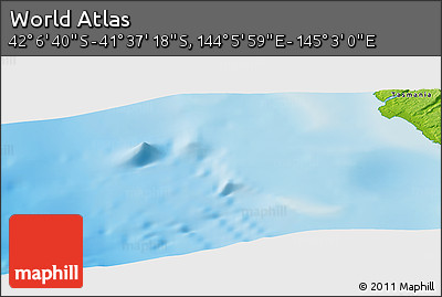 Physical Panoramic Map of the Area around 41° 51' 59" S, 144° 34' 29" E