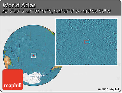 Satellite Location Map of the Area around 41° 51' 59" S, 144° 25' 30" W