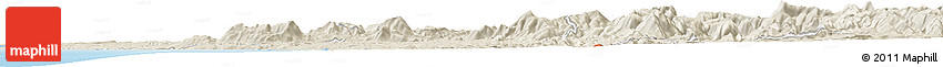 Shaded Relief Horizon Map of the Area around 41° 51' 59" S, 145° 25' 30" E