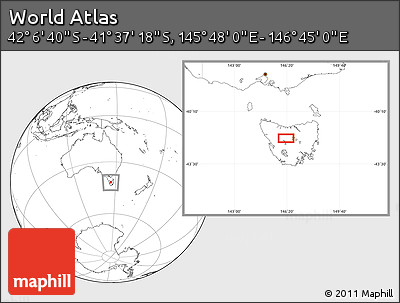 Blank Location Map of the Area around 41° 51' 59" S, 146° 16' 30" E