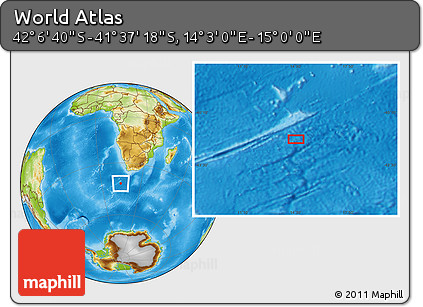 Physical Location Map of the Area around 41° 51' 59" S, 14° 31' 30" E