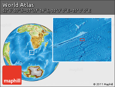 Physical Location Map of the Area around 41° 51' 59" S, 14° 31' 30" E