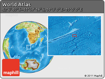Physical Location Map of the Area around 41° 51' 59" S, 14° 31' 30" E