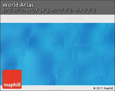 Physical 3D Map of the Area around 41° 51' 59" S, 150° 31' 30" E