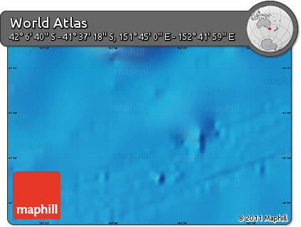 Physical Map of the Area around 41° 51' 59" S, 152° 13' 29" E