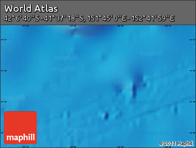 Physical Map of the Area around 41° 51' 59" S, 152° 13' 29" E