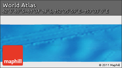 Physical Panoramic Map of the Area around 41° 51' 59" S, 153° 4' 29" E